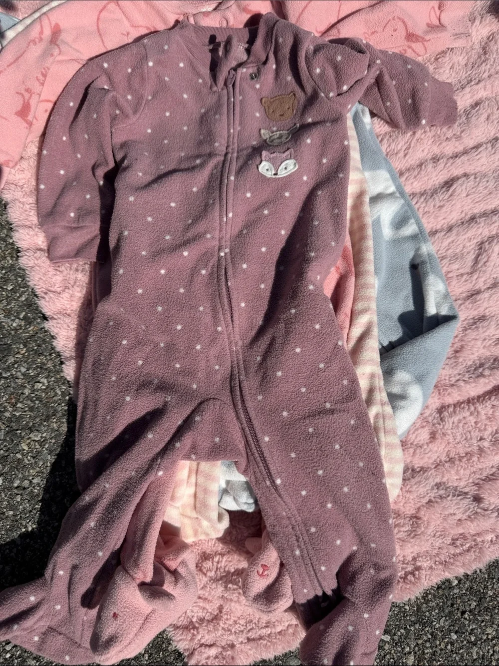 Carter's Pastel Footed Baby Rompers in Blue, Pink, Purple & Cream
